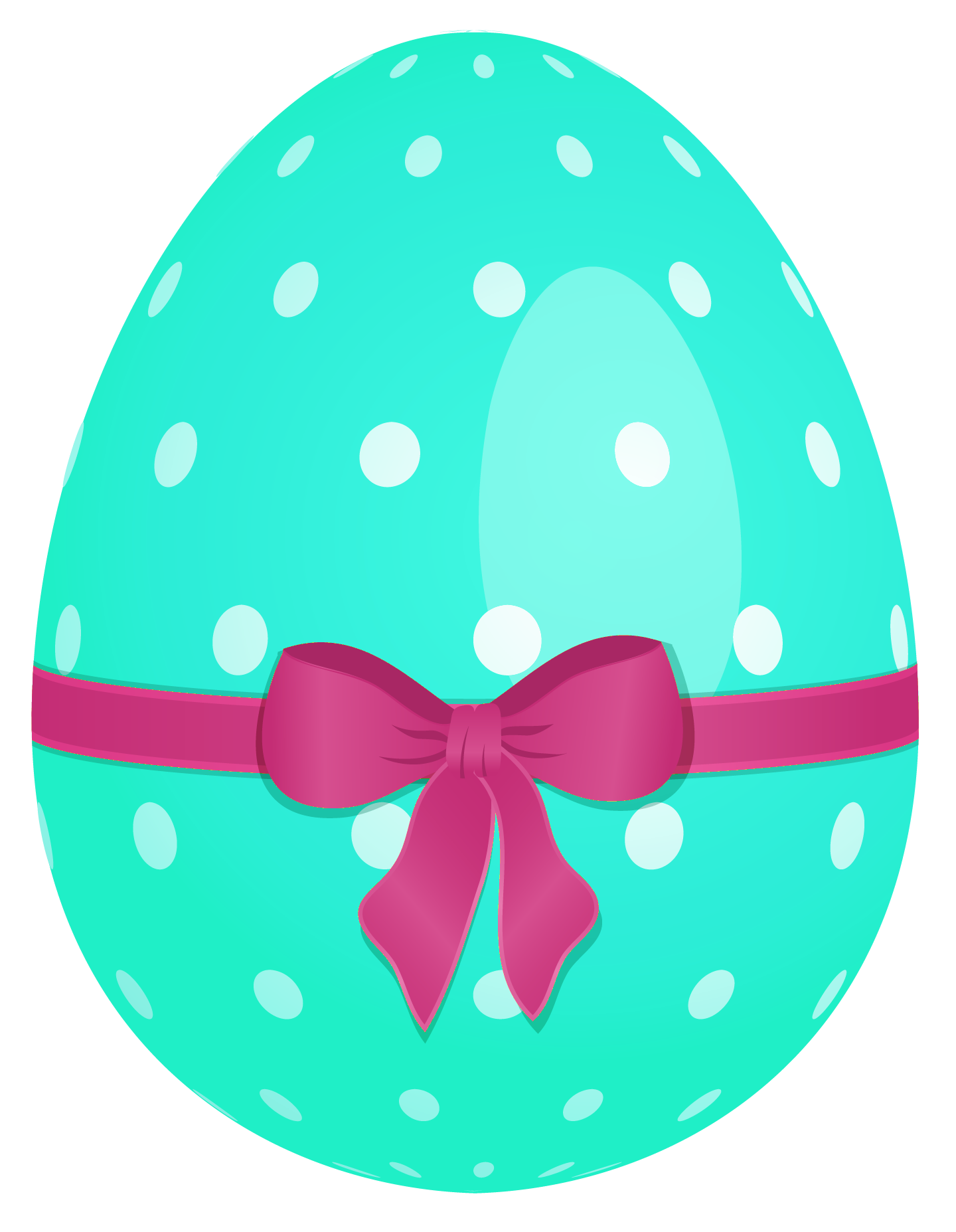 Sky Blue Easter Egg with Green Bow PNG Clipart 