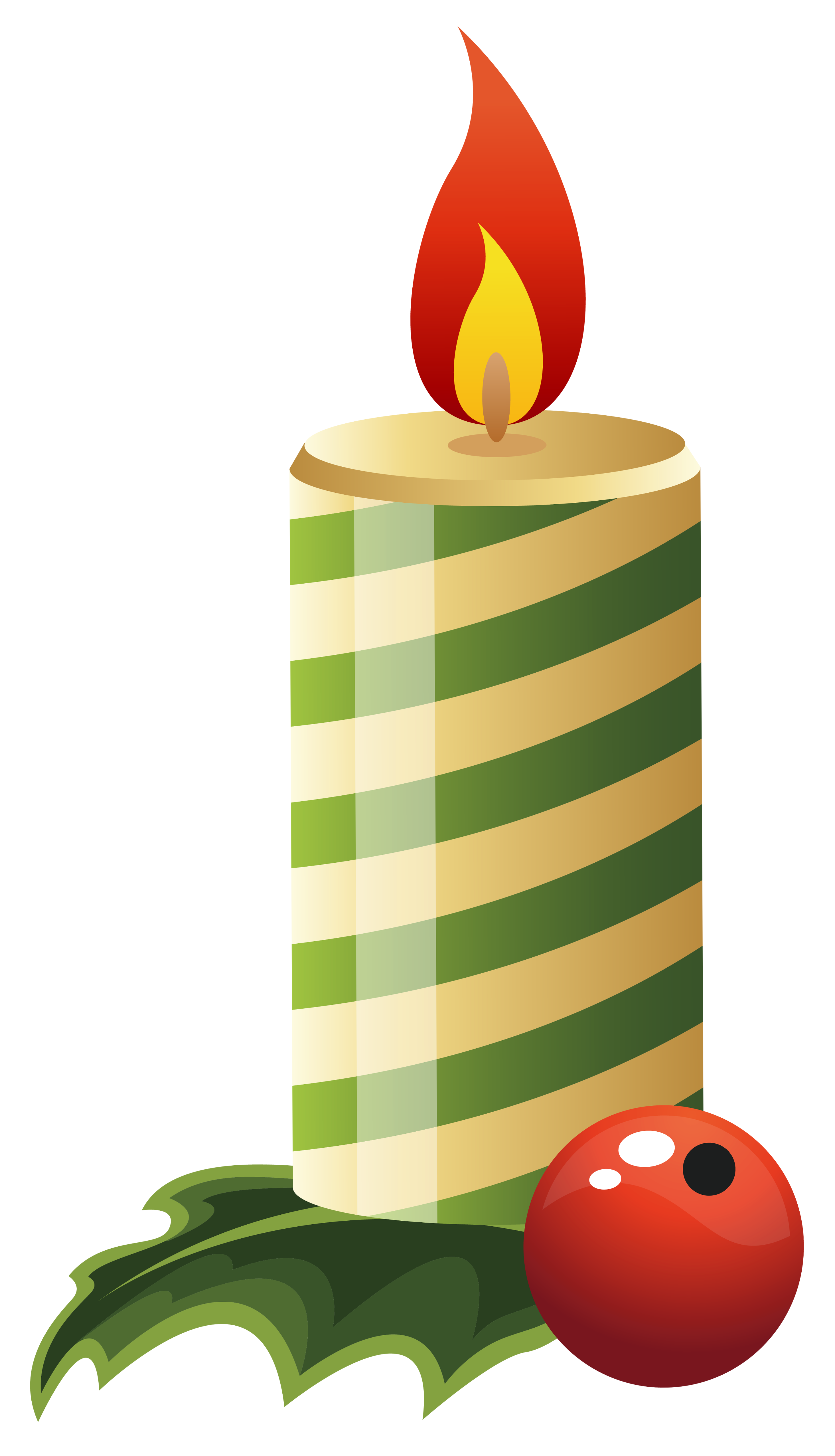 Green Christmas Candle PNG Clipart Image 