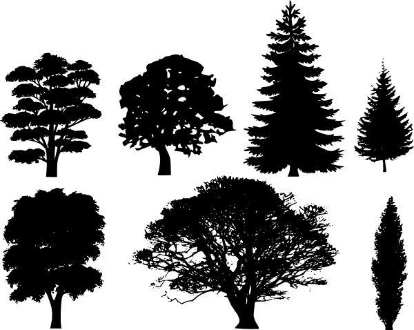 Tree Silhouettes clip art Free vector in Open office drawing svg 