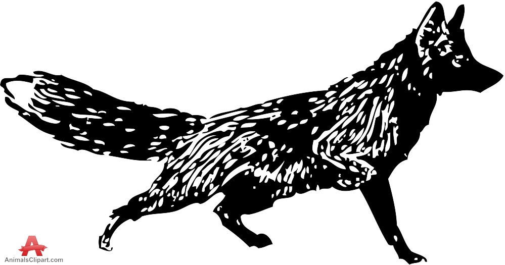 Fox Stencil Silhouette Clipart 
