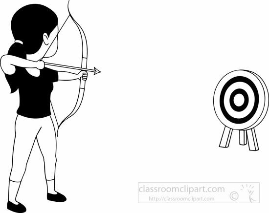 Girl shooting bow and arrow clipart 