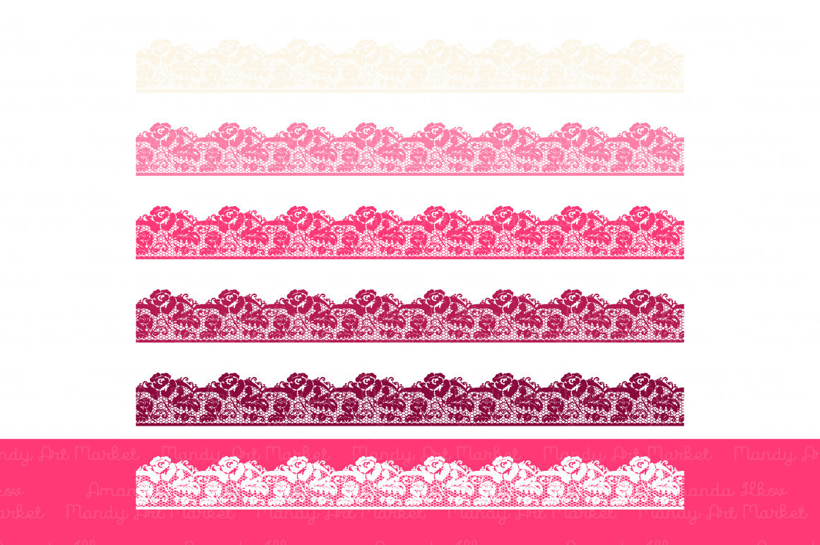 Lace Border Clipart in Hot Pink – Mandy Art Market 