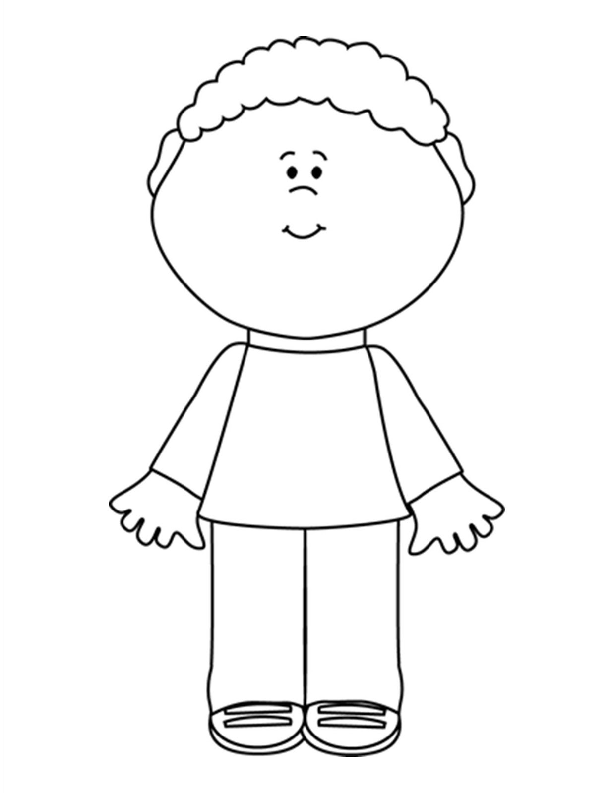 Black and white clipart boy with flashlight 