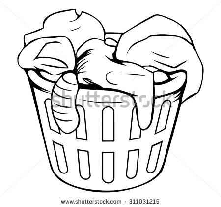 Laundry basket clipart black and white 