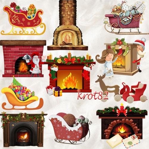 Christmas fireplace clipart transparent background 