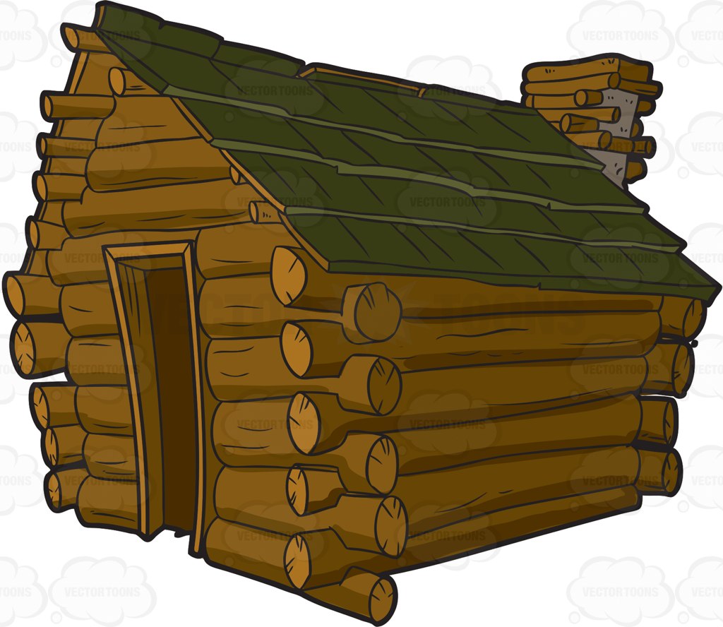 A Log Cabin With Chimney Vector Clip Art Cartoon Cabi - vrogue.co