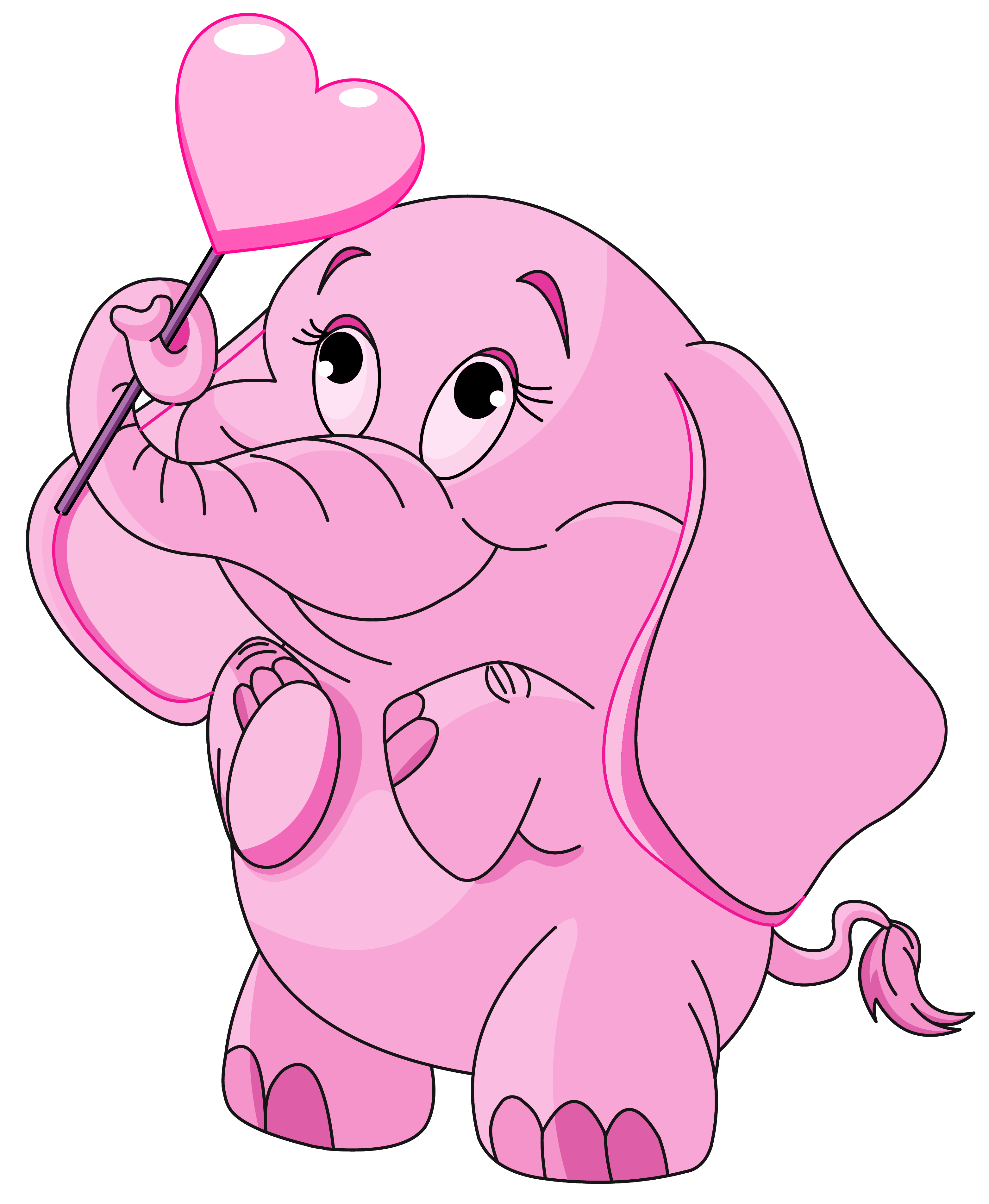 Pink Love Elephant PNG Clipart 