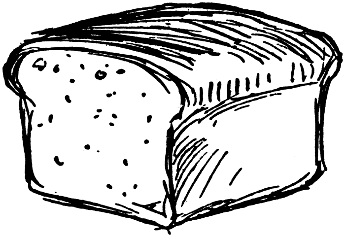 Free black and white clipart of food and bread 