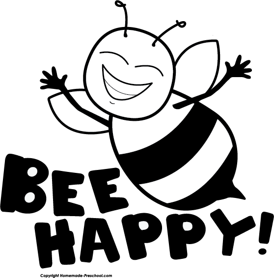 Free cartoon black and white bee clipart 