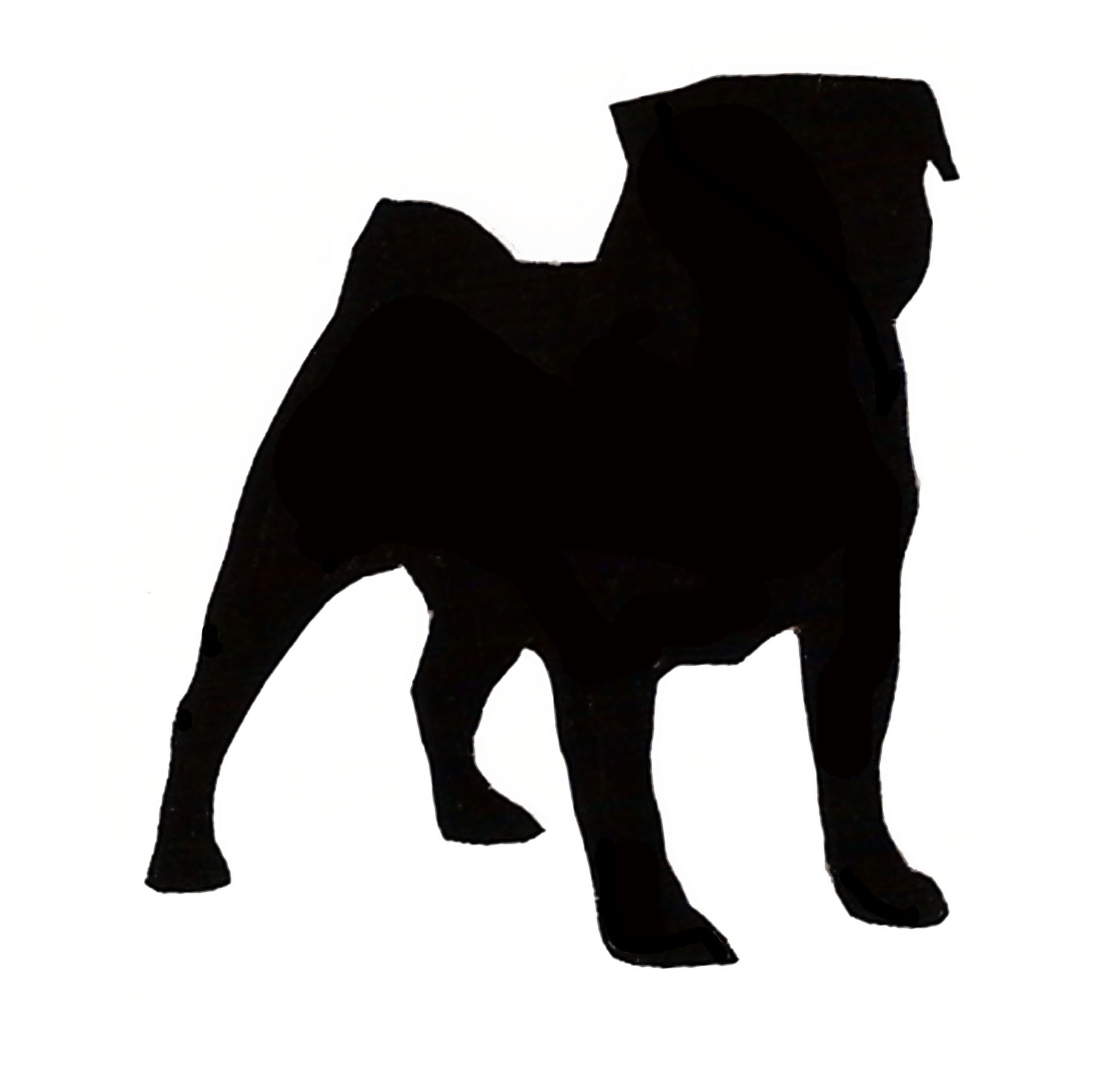Pug dog clipart black 