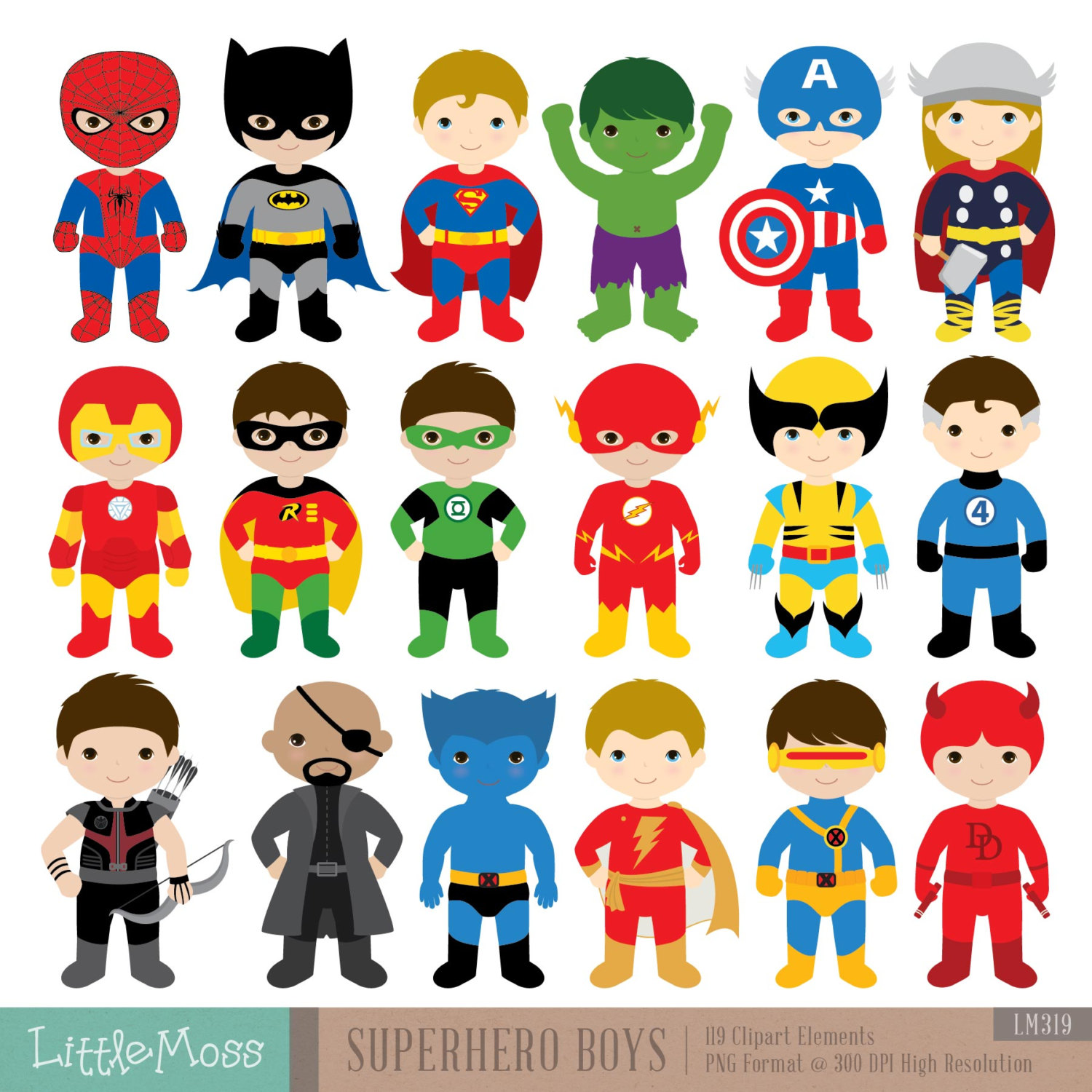 Marvel super heroes clipart 
