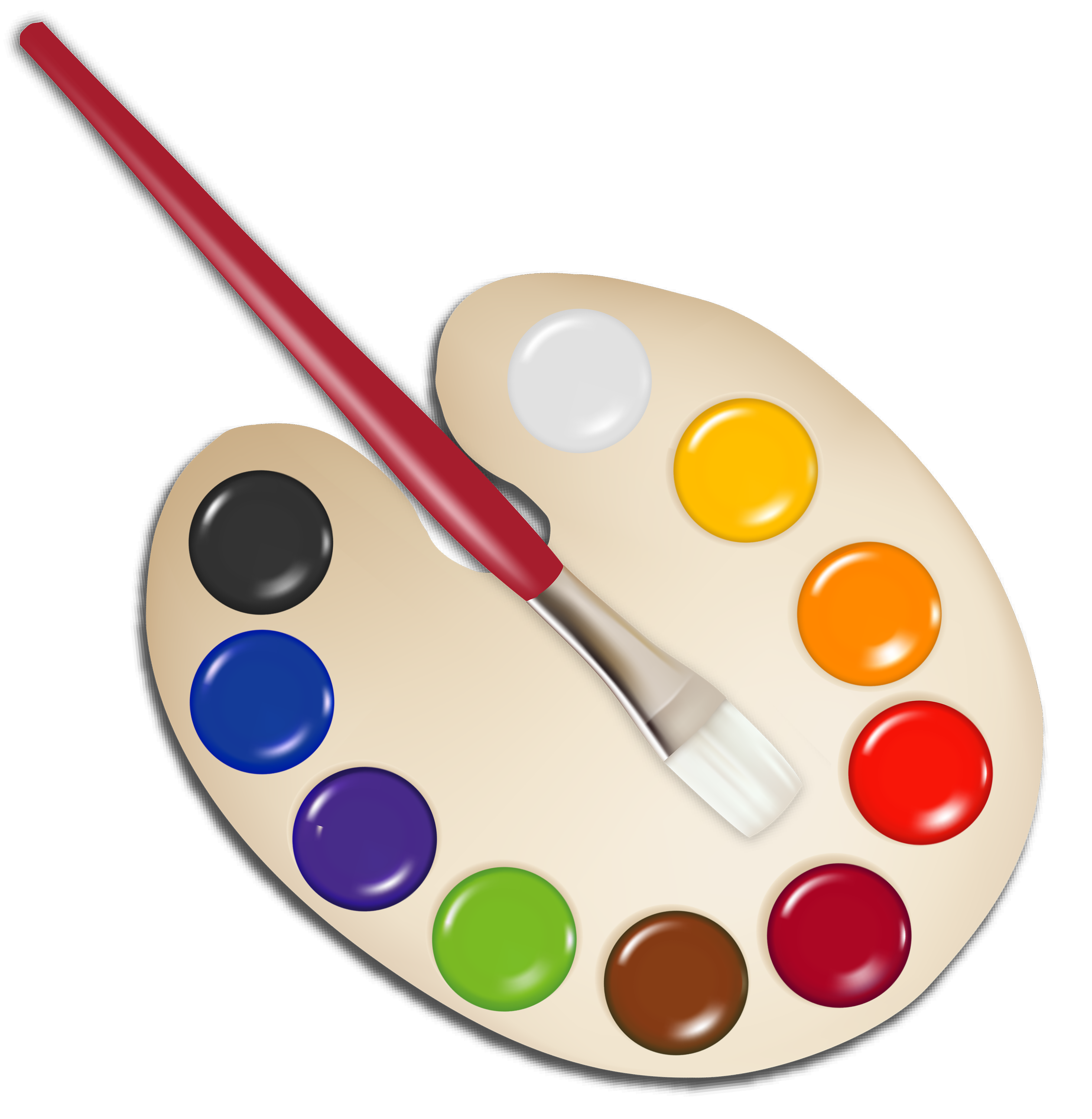 Palette with Paint Brush PNG Image 