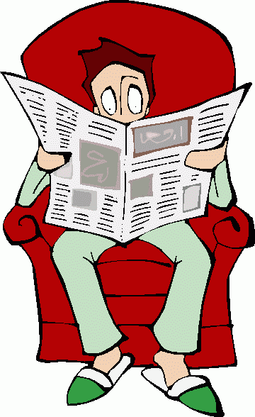 people reading newspaper clip art