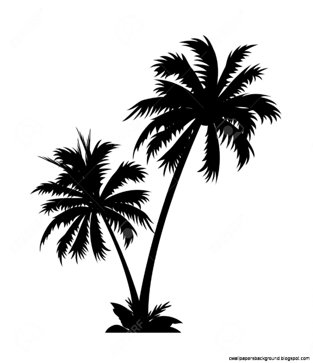 Palm tree hut clipart black and white 