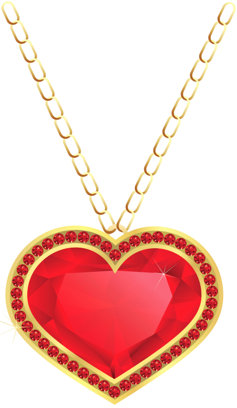 Red and Gold Heart Pendant PNG Clipart 