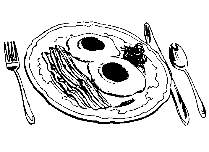 Small bacon food clipart black and white 