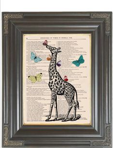 Giraffe clipart for dictionary vintage art