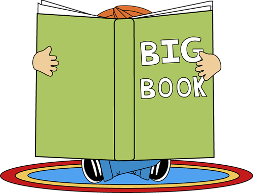 Clipart of small kids reading a red book 