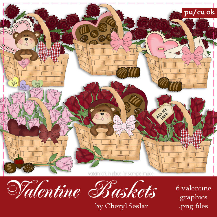 valentine gift basket clip art