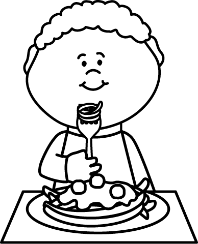 Eat Black And White Clipart 