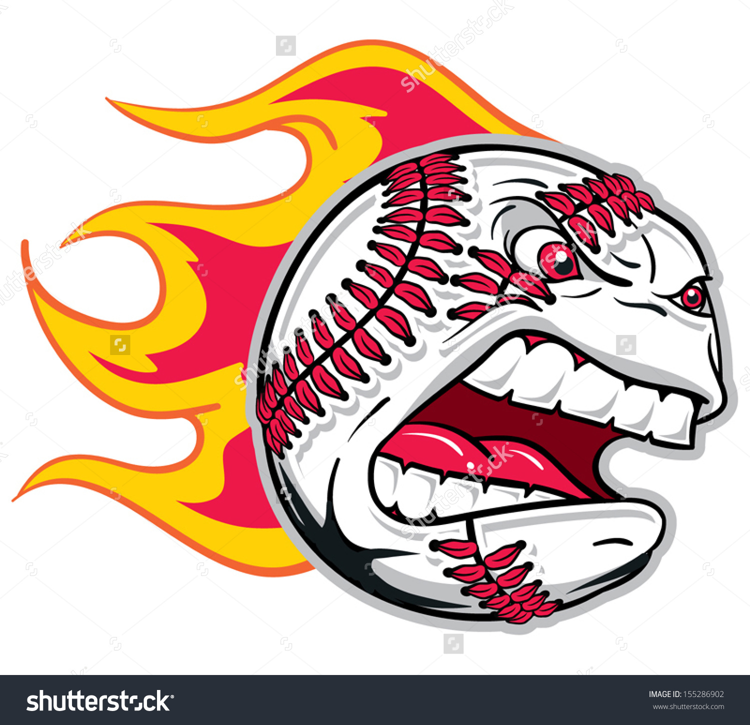 Flaming Baseball Clipart