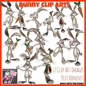 Clipart image, Funny and Funny bunnies 