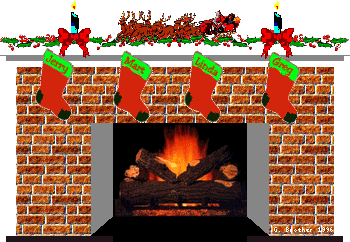 Christmas fireplace scene clipart 