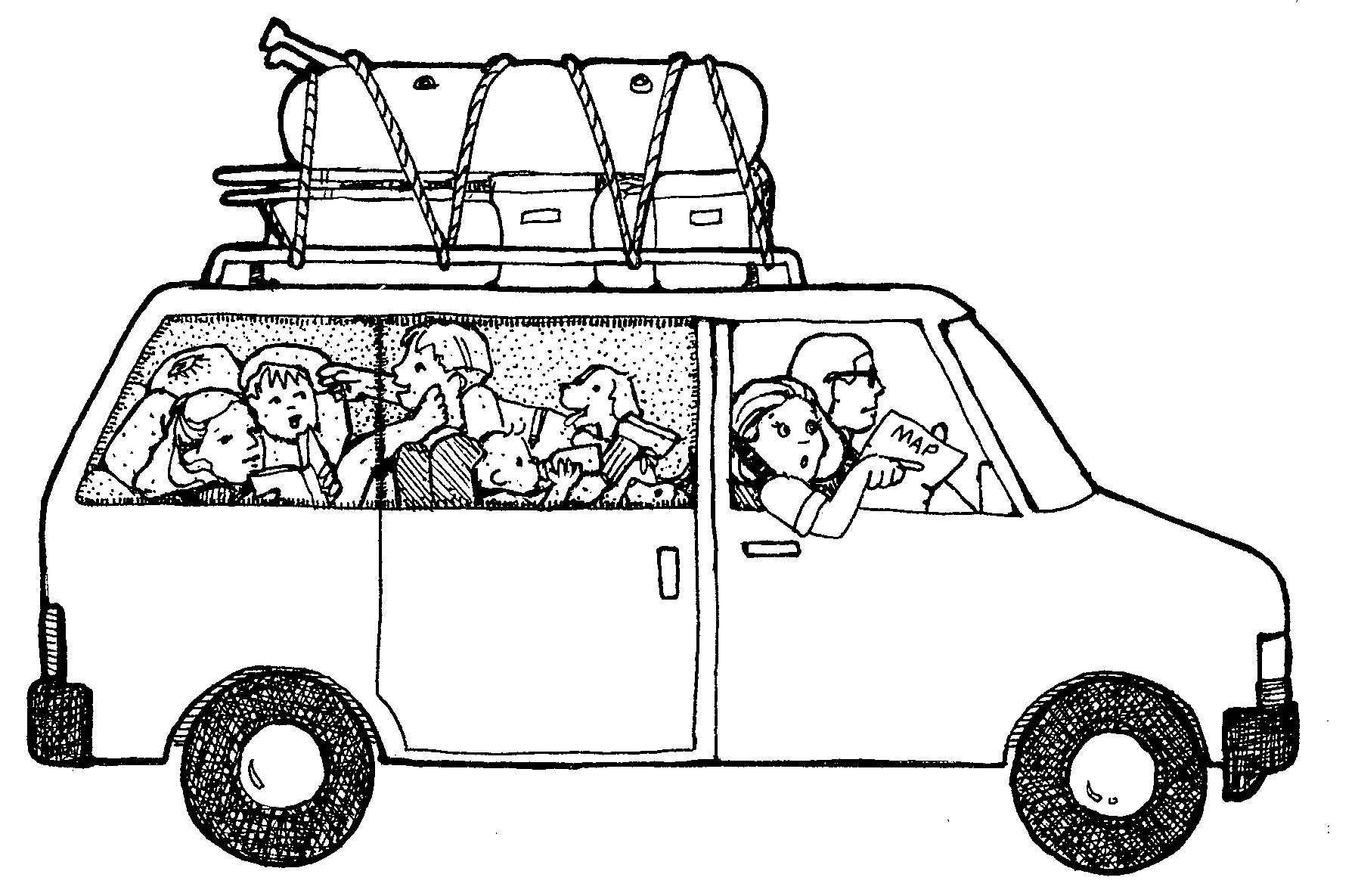 family at the beach clipart black and white