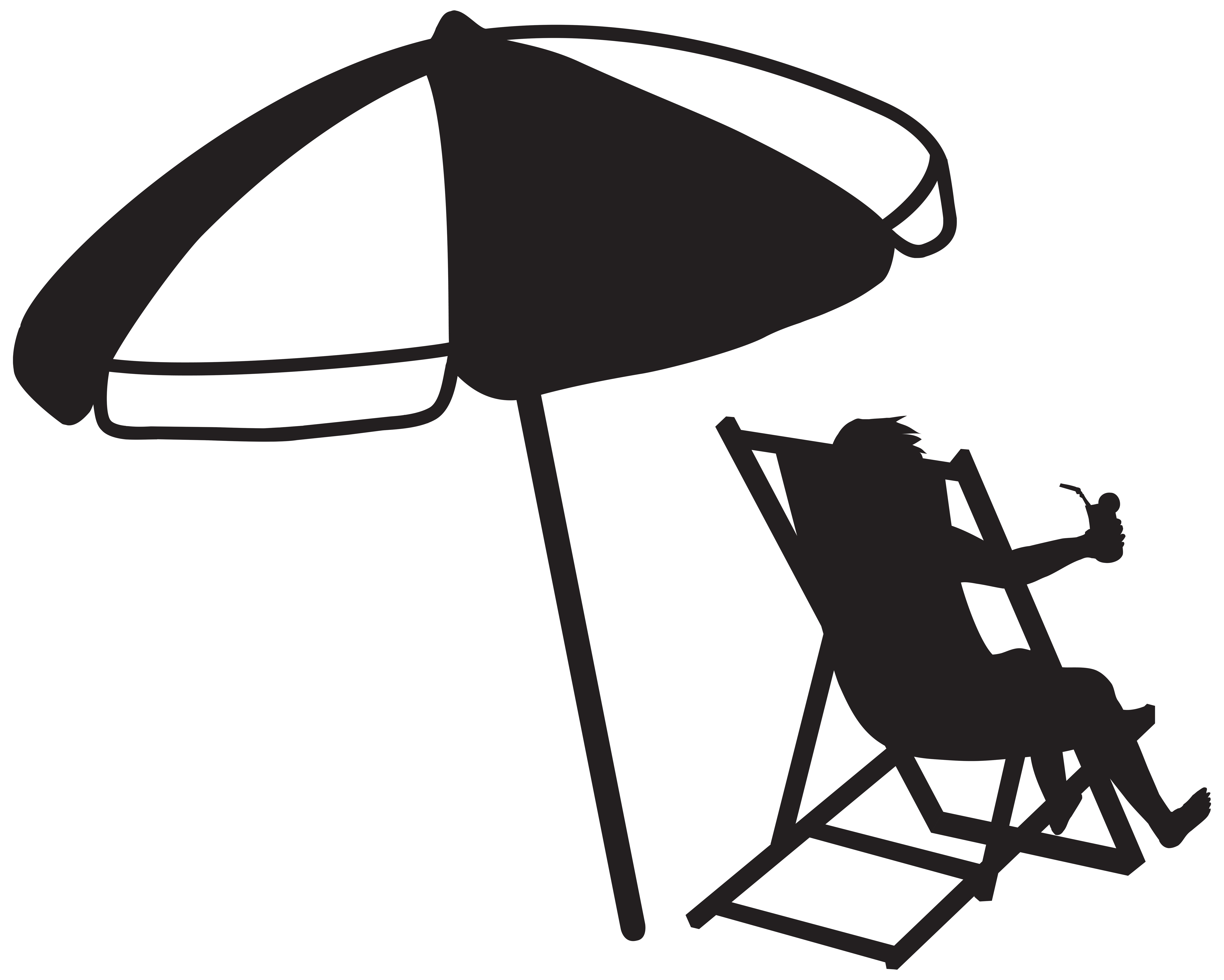 Man at the Beach with Umbrella and Drink Transparent PNG Clip Art 