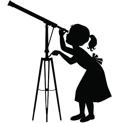Clipart woman looking through a telescope 