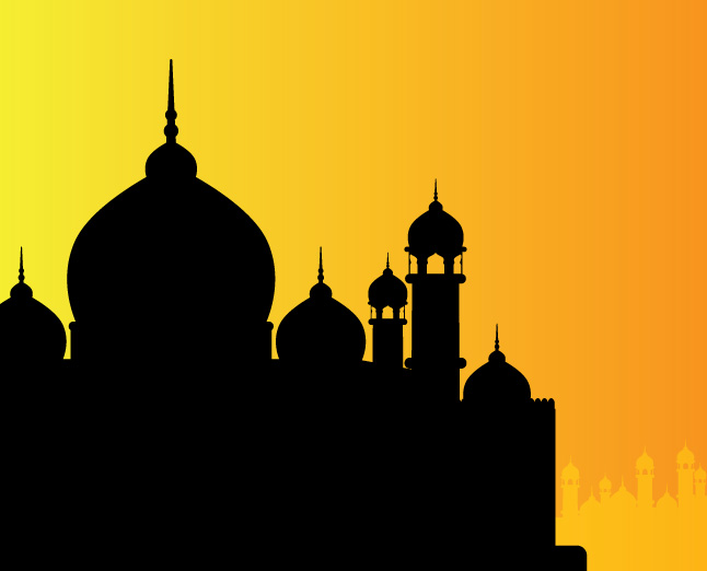 Islamic Mosque Silhouette Vector Illustration 