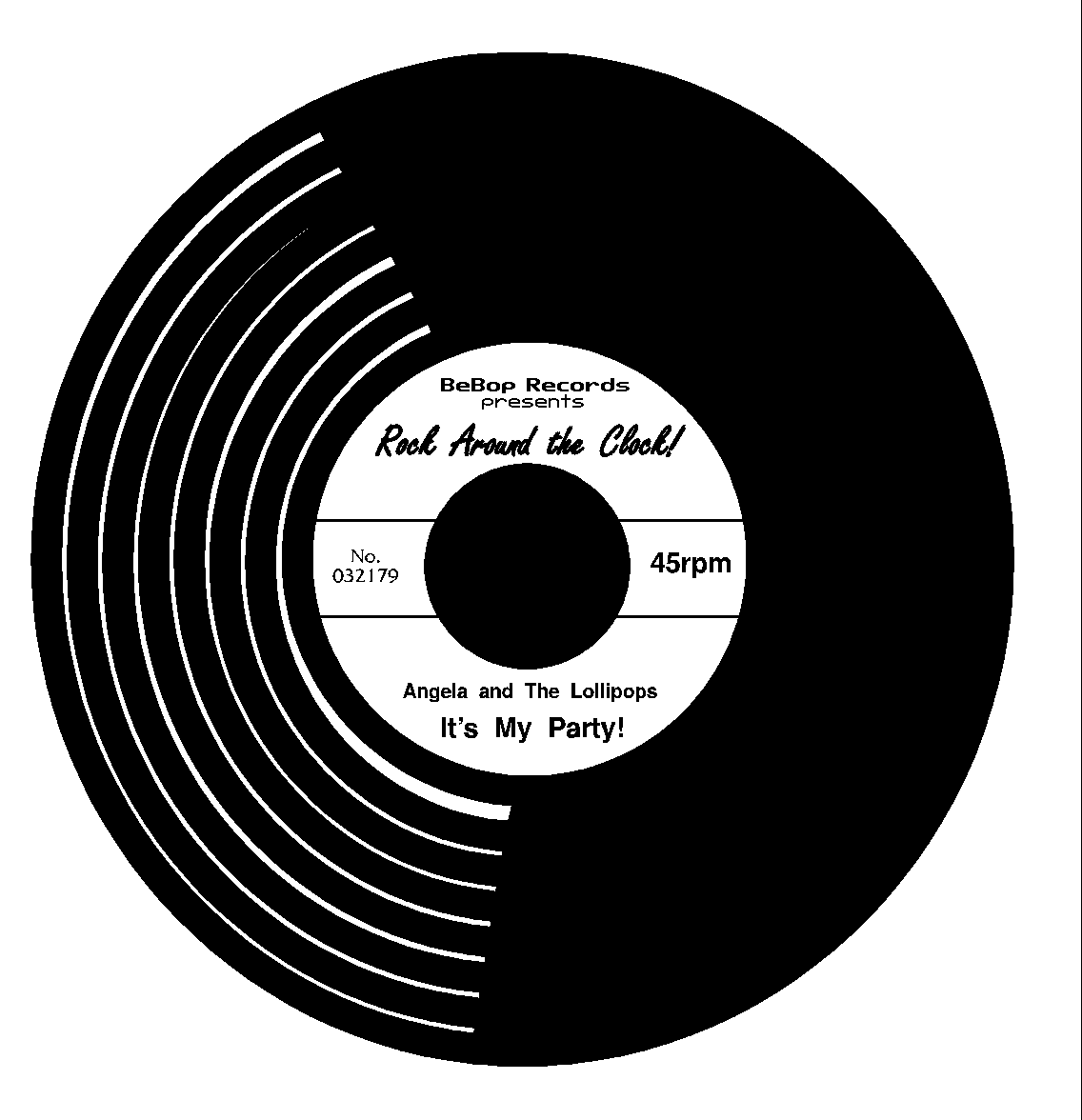Record clipart black and white 