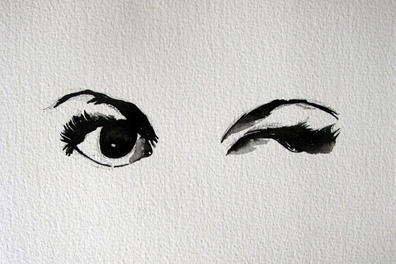 Wink Black And White Clipart