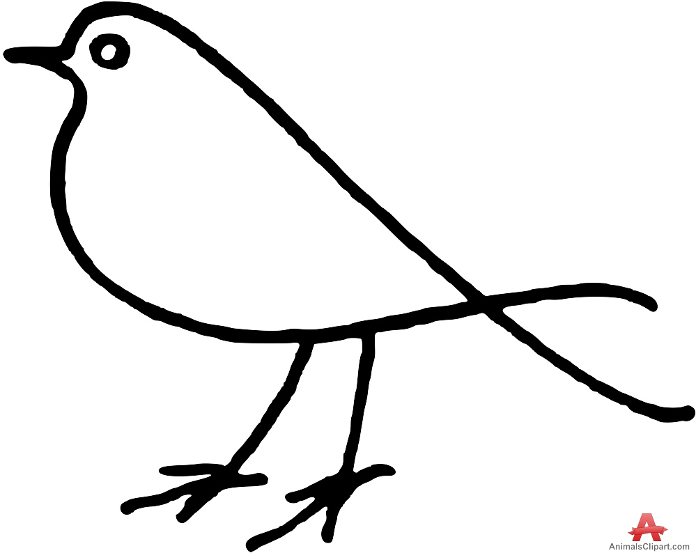 Simple Bird Outline Clip Art Coloring Sheets For Kids Flying Bird