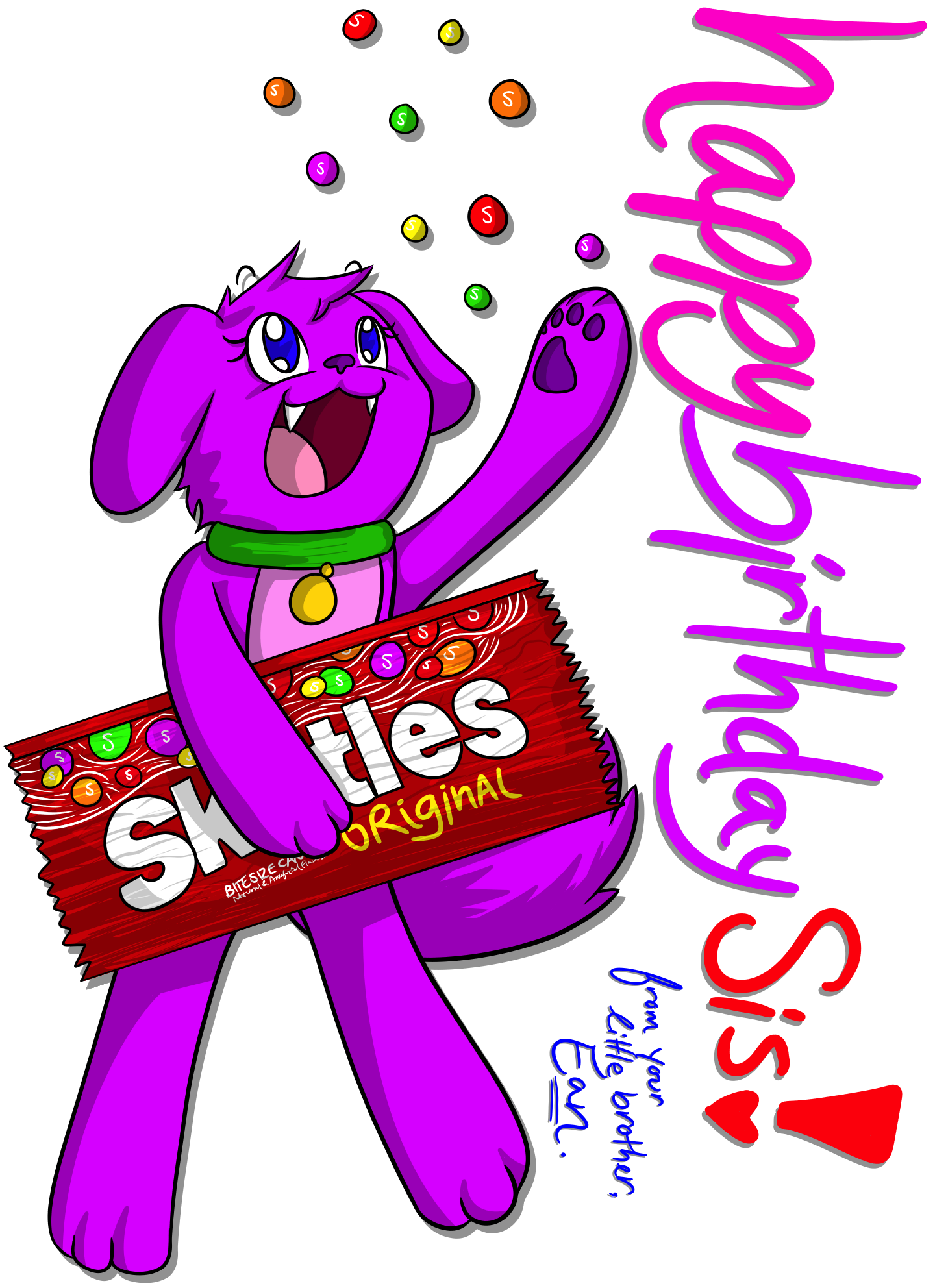 My Sister&Purple Skittle Dog by EPZ379 on DeviantArt 