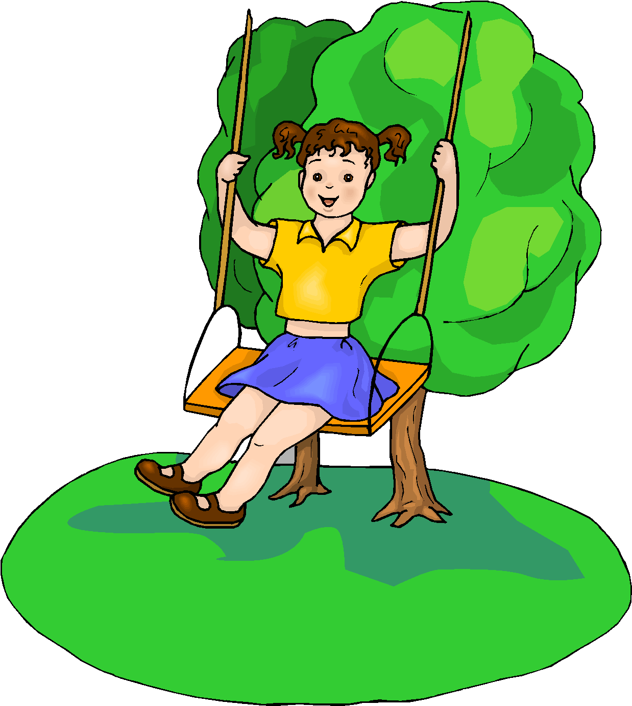 Free clipart of a tree swing 