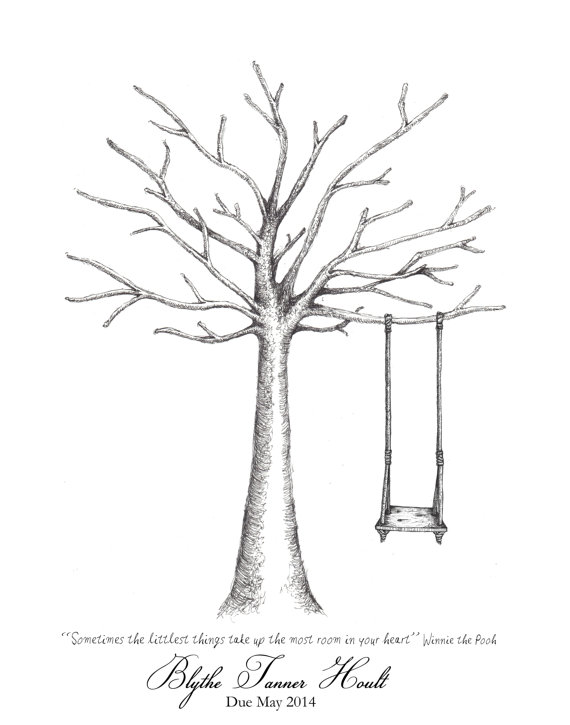 Tree swing clipart black and white 
