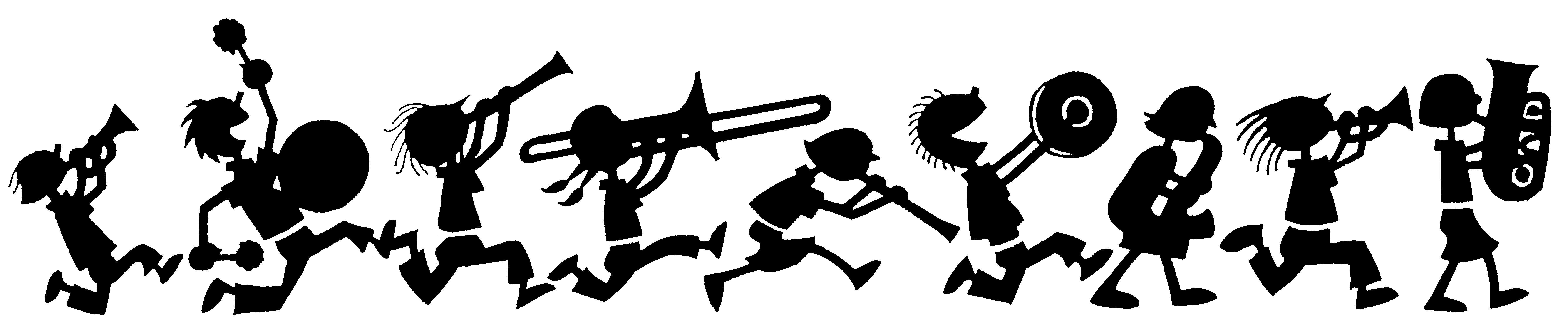 Cartoon Silhouette Marching Band / A vector silhouette illustration of ...