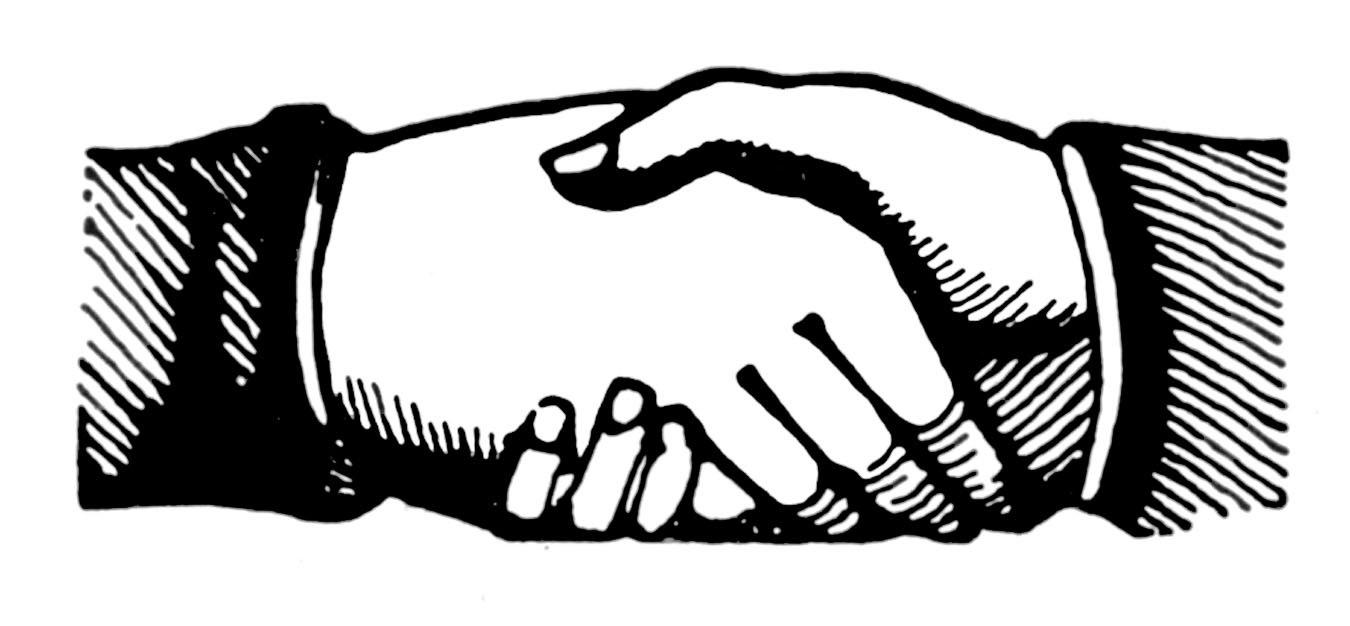 Two men shaking hands clipart 