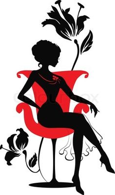 Reading Clipart Image: Silhouette of a Classy, Well 