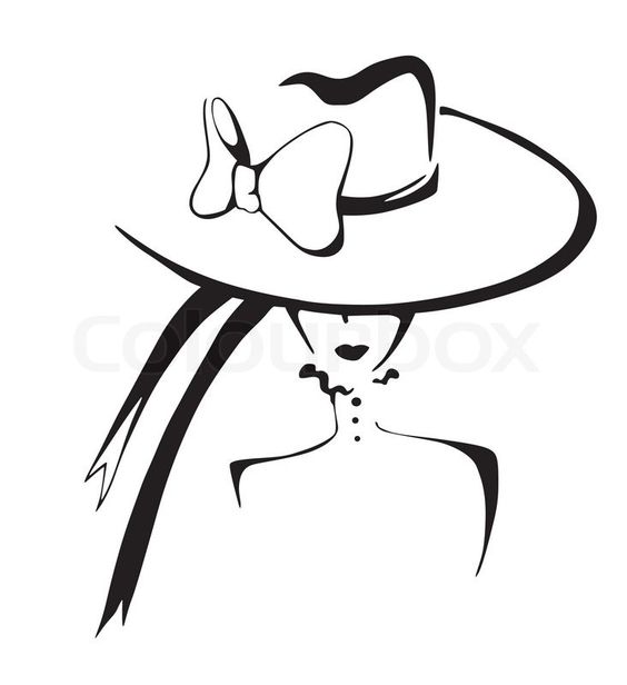 Classy girl with hat painting clipart 