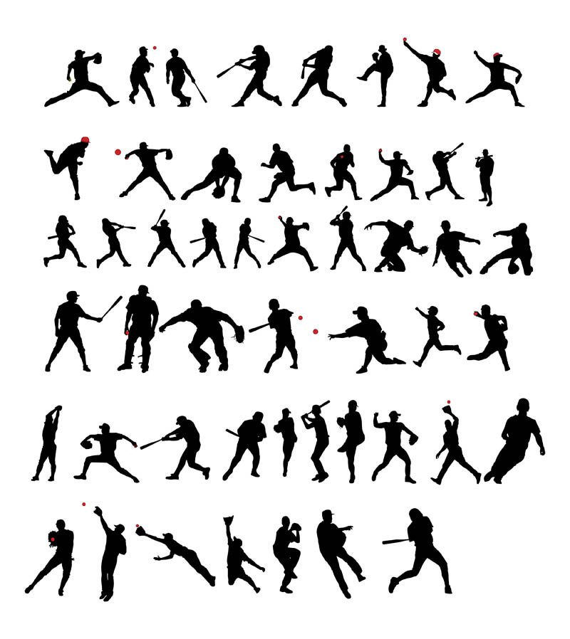 16 Baseball Player Diving Silhouette Vector Image 
