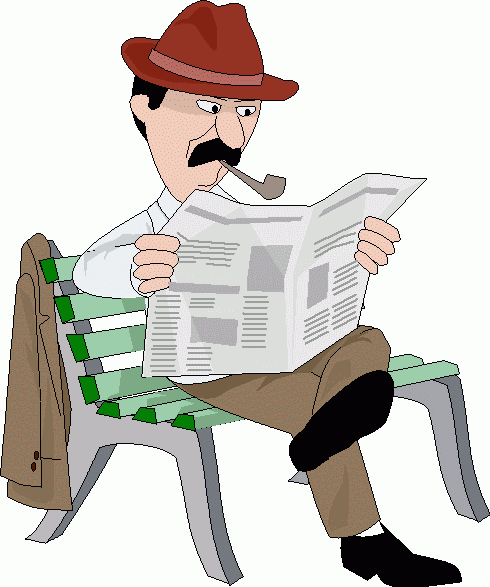 people reading newspaper clip art
