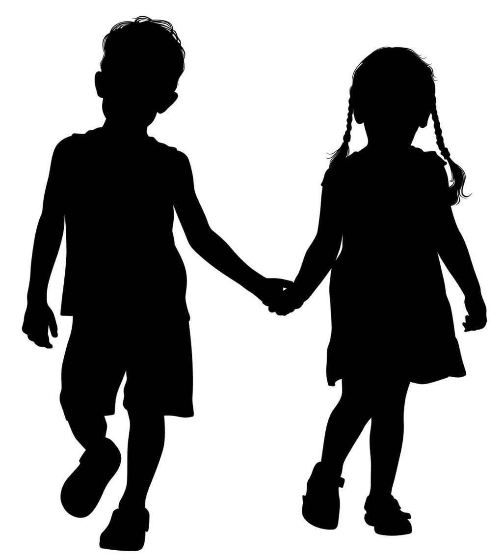 Cartoon Girl And Boy Holding Hands Clipart 