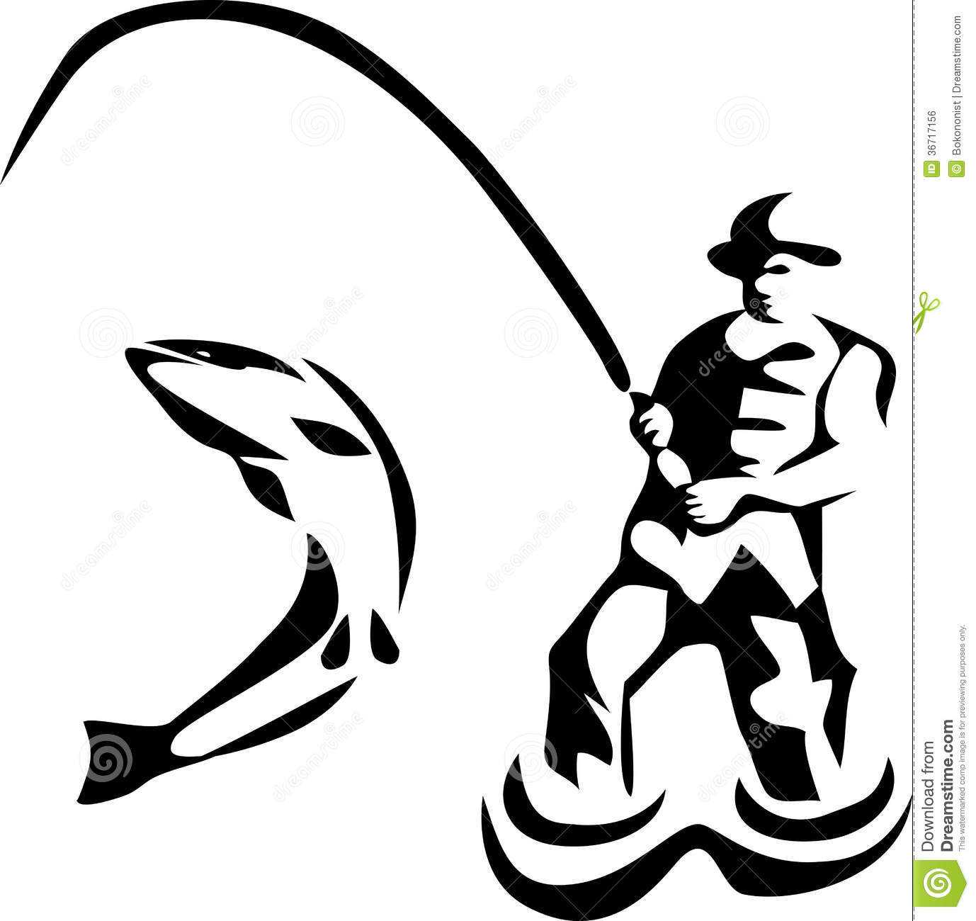 black and white fishing clip art - Clip Art Library