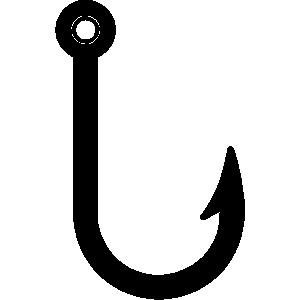 Fishing Hook Black And White Clipart 