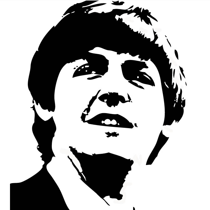 Black and white vector of Paul McCartney in photo 
