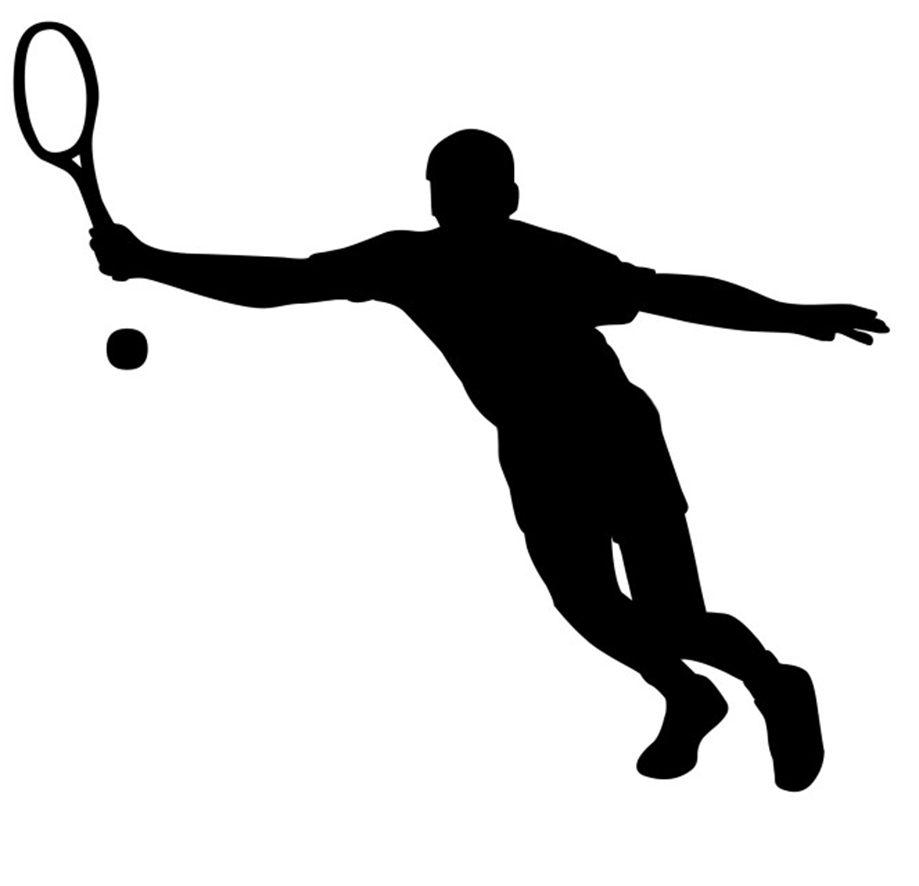 Tennis player clipart black and white 