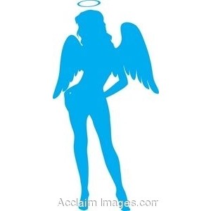 Clip Art of a Sexy Angel in Silhouette 