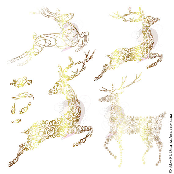 Yellow Reindeer Cliparts